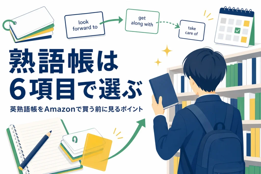 英熟語帳をAmazonなどで買う前に確かめる6項目と選び方を解説する記事のアイキャッチ
