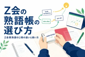Z会の英熟語帳の速読英熟語と解体英熟語の違いと使い方を解説する記事のアイキャッチ